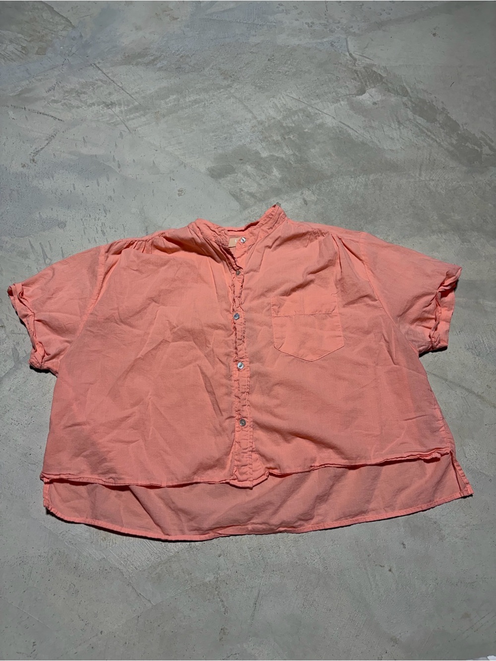 Cali dreaming Coral Button-Front Short Sleeve Top cotton large
